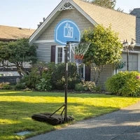 Canestro Basket con Altezza Regolabile 197.5-245cm, Base con Ruote e Tabellone, Blu