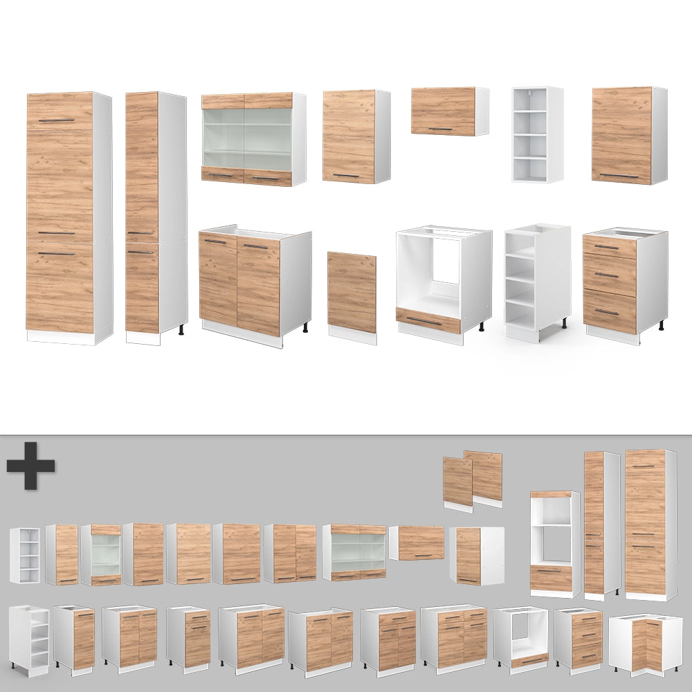 Vicco Cucina componibile Quercia dorata/bianco 355 cm senza piano di lavoro