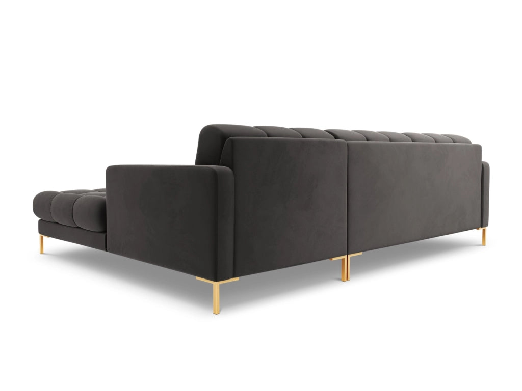 Cosmopolitan Design - Divano angolare destro "Bali" 5 posti in velluto grigio scuro 