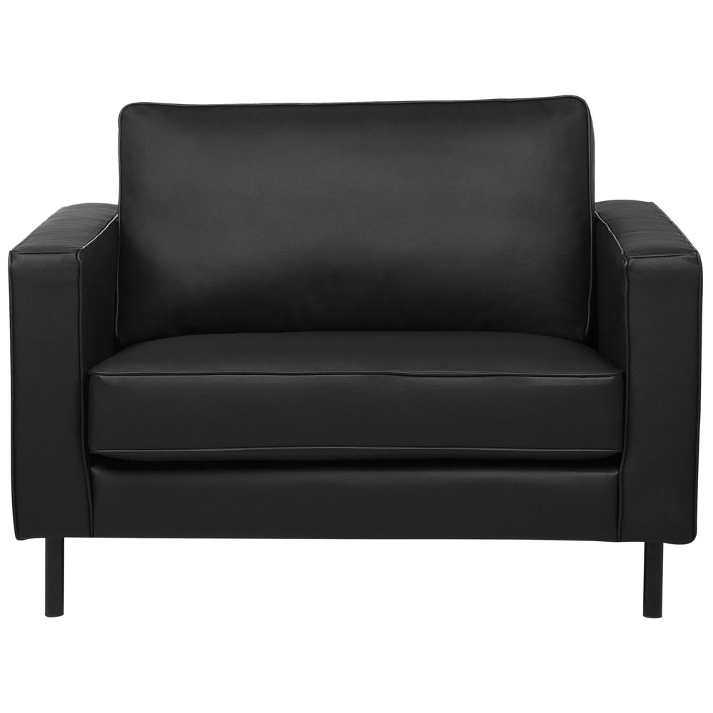 Set Divani In Pelle Nera Divano 3 Posti Poltrona Minimalista Moderno