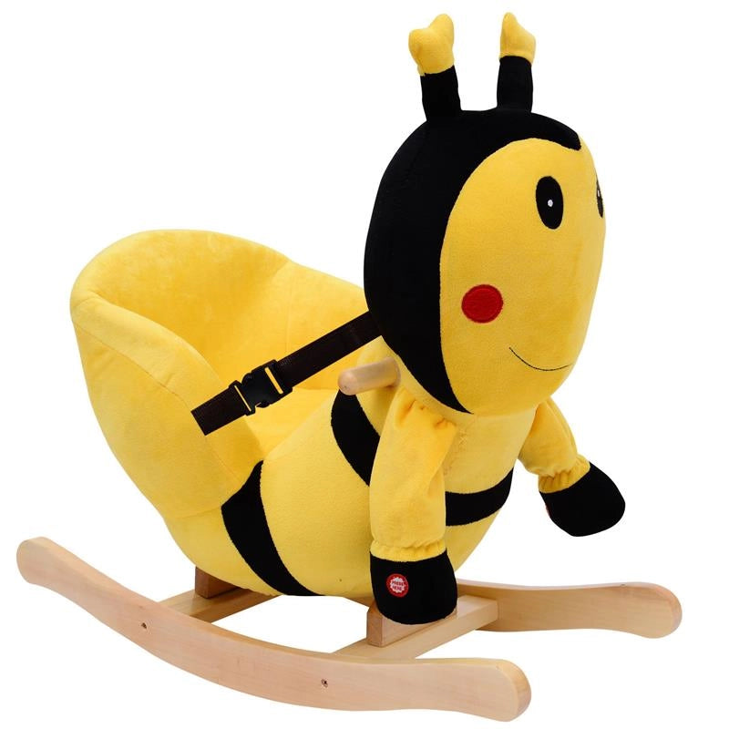 CAVALLO A DONDOLO IN LEGNO APE PER I BAMBINI 60 X 33 X 45CM GIALLO E NERO