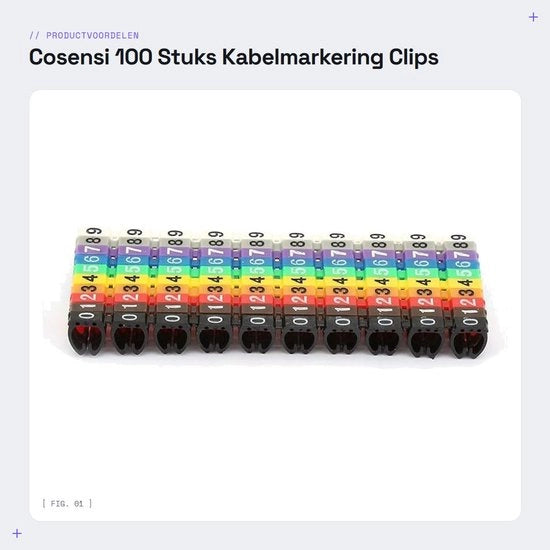 Etichette di cavo clip-on - 100 pezzi - Adatto per 0,75-6 mm² - Materiale in plastica resistente - Numeri 0-9