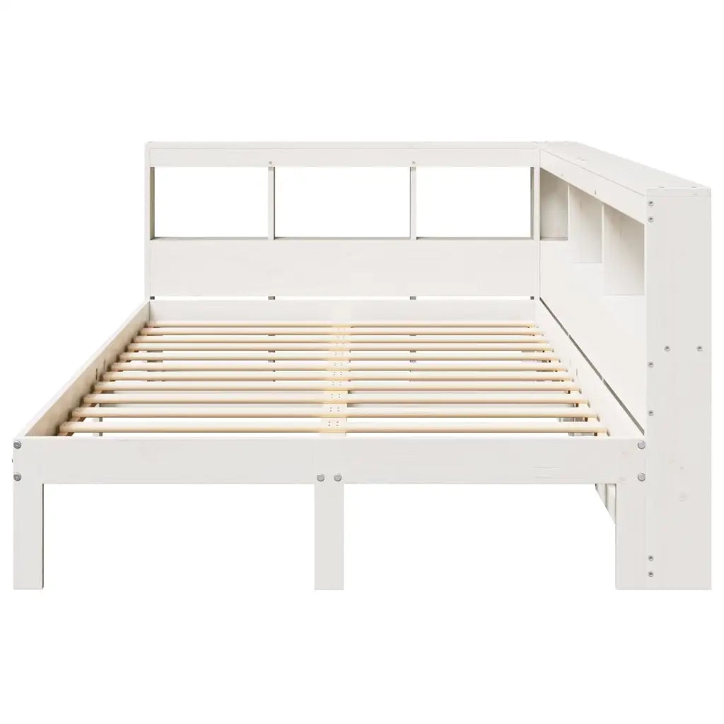 Letto Libreria senza Materasso-Struttura Letto con contenitore Bianco 120x190 cm Legno di Pino 778448