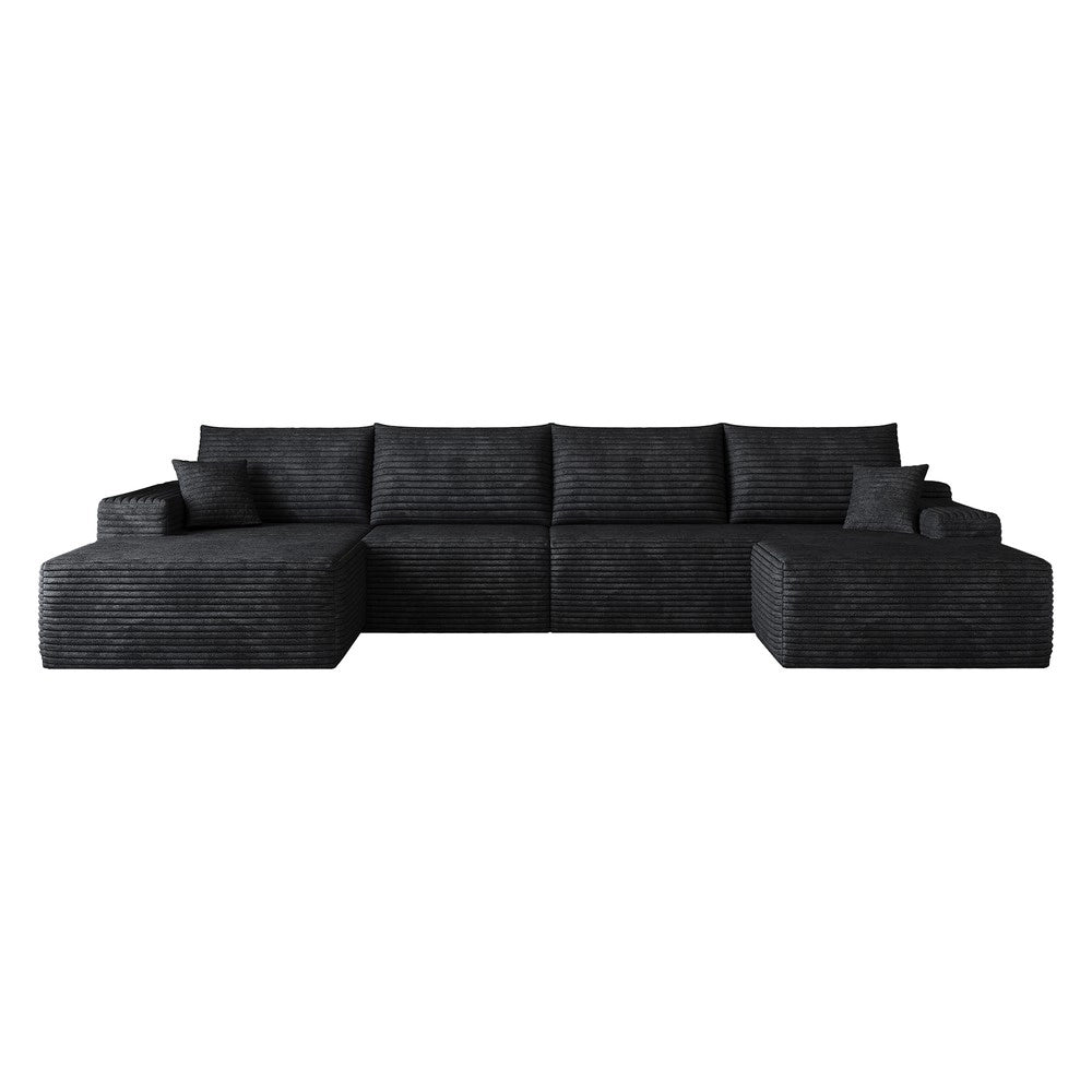 Divano angolare modulare con Chaise Longue ¨C Minimal ¨C nero, 340cm