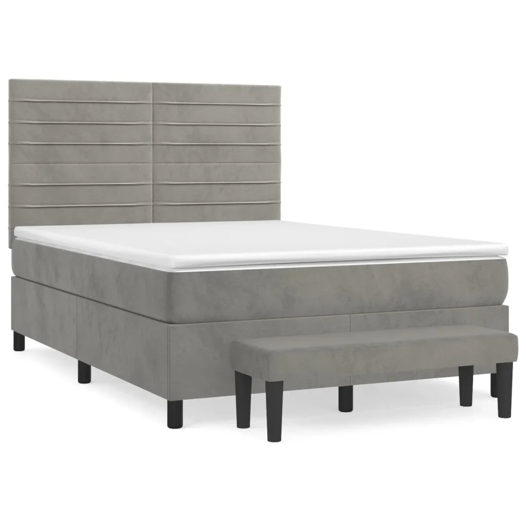 Giroletto a Molle con Materasso Grigio Chiaro 140x200cm Vellutocod mxl 75610
