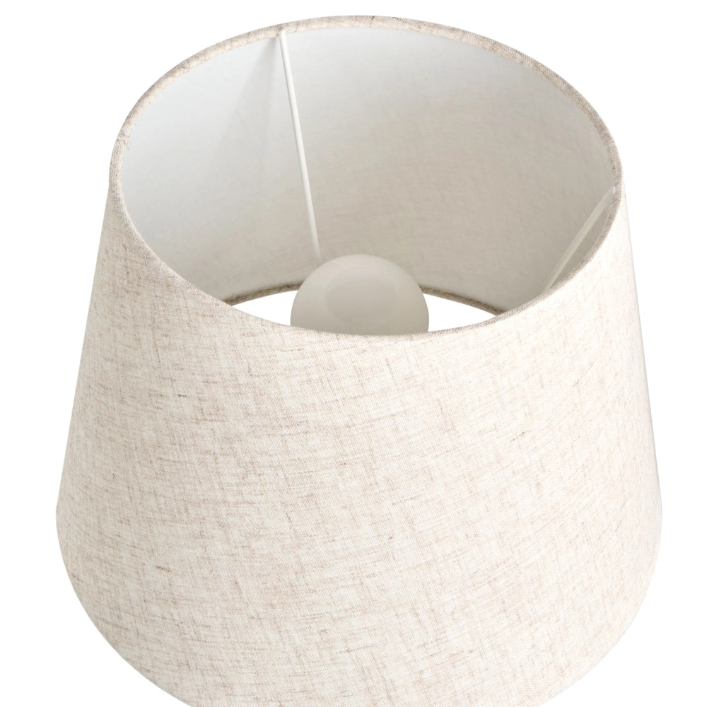 Lampada da tavolo Base in ceramica beige chiaro Paralume in lino Macchie blu Stile moderno Soggiorno Camera da letto