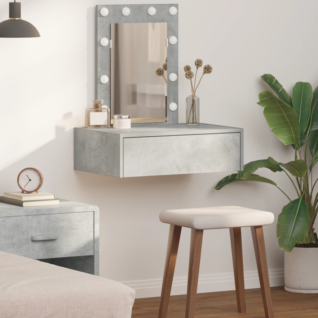 Tavolo da trucco a parete con luci LED Grigio cemento