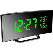 Trade Shop - Orologio Sveglia Digitale Con Datario Termometro Display A Specchio Da Tavolo -