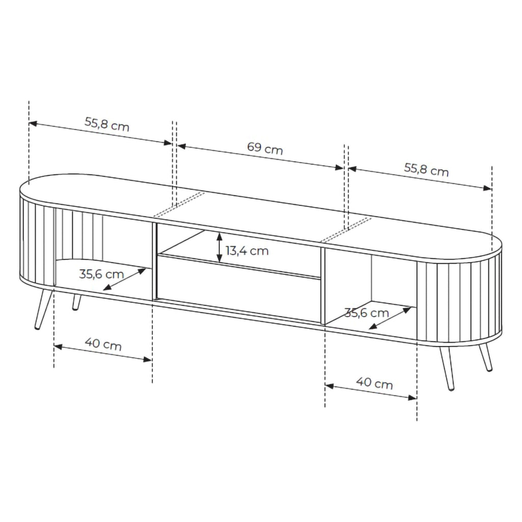 Madia Hanotofa, Credenza un Cassetto, 196x40x51h cm Marrone Rovere