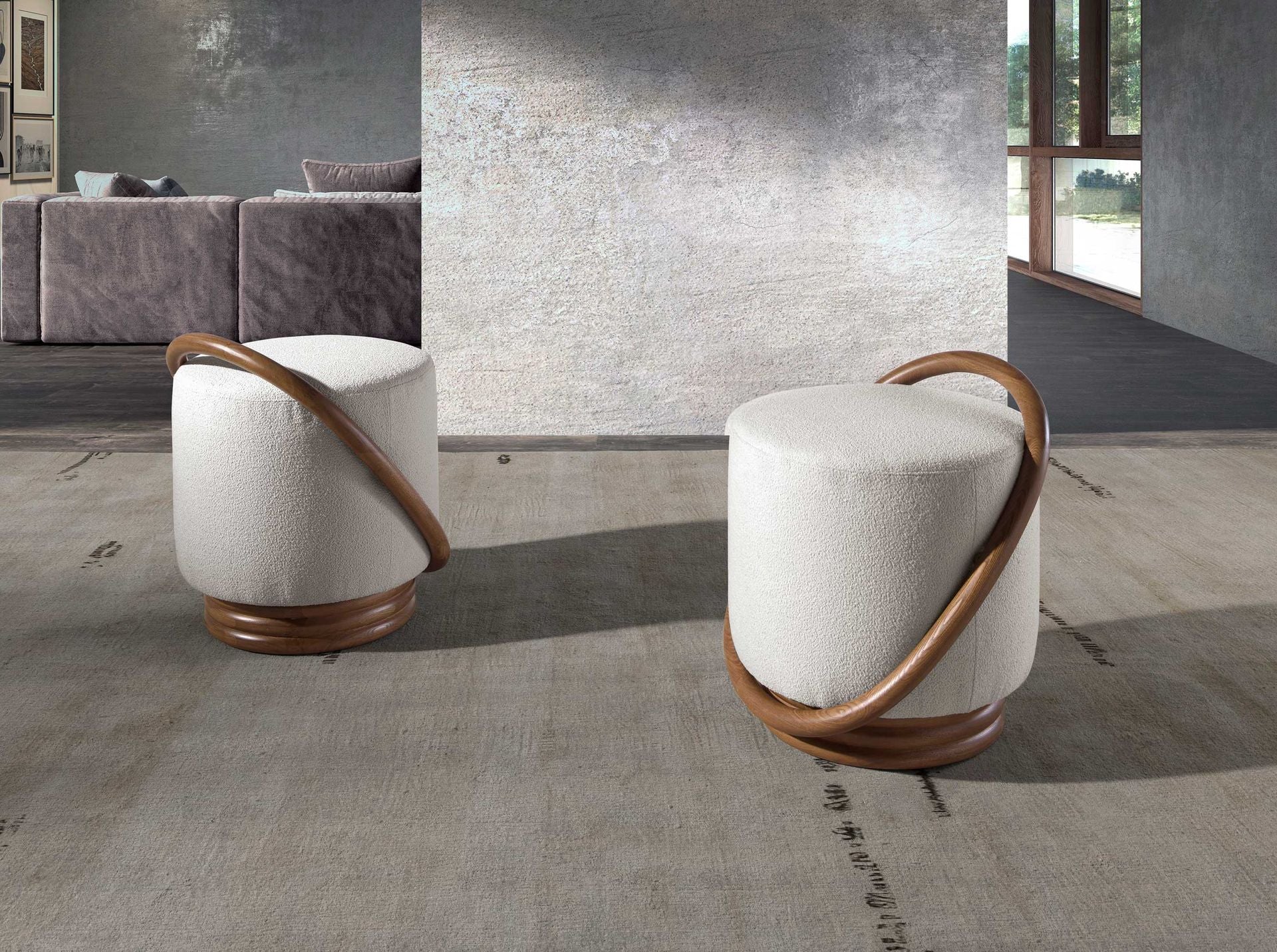 Pouf in tessuto bianco