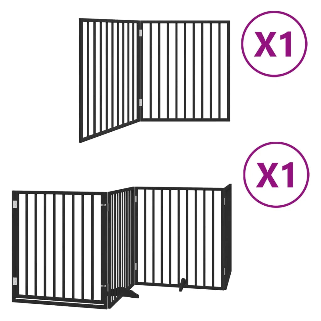 Cancelletto di sicurezza per animali domestici porta pieghevole 6 pannelli legno di pioppo nero 02_0023222