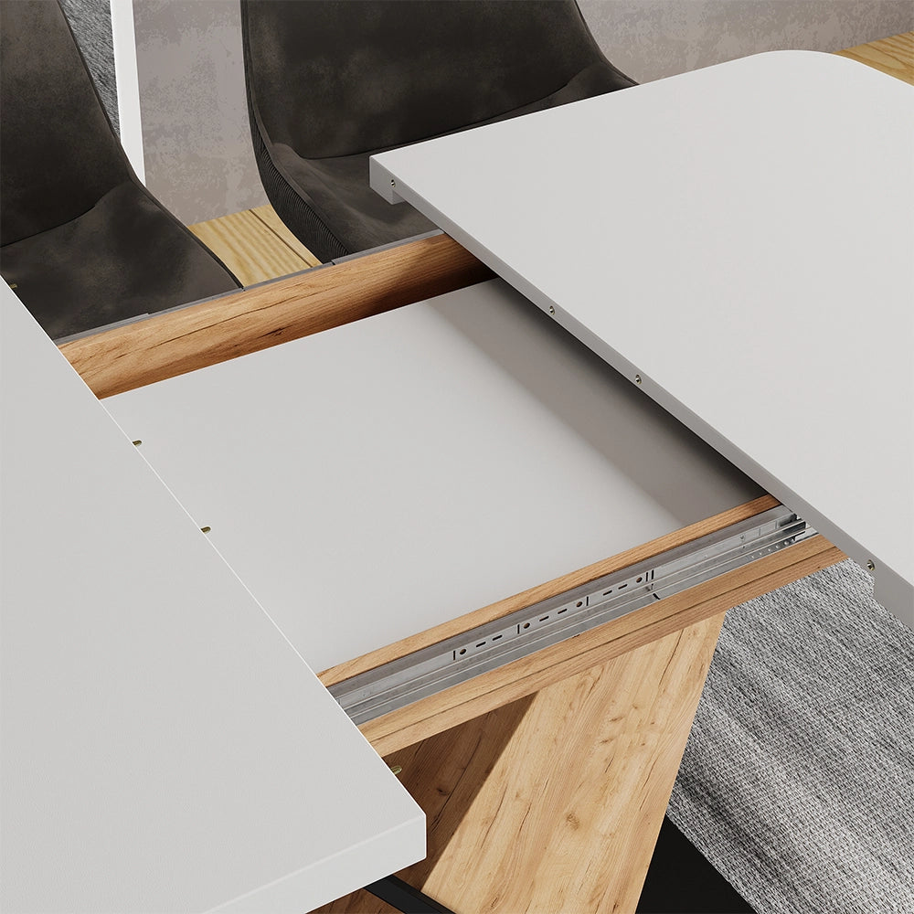 Vicco tavolo da pranzo allungabile Rovere bianco/dorato 120 x 80 cm 2 parti