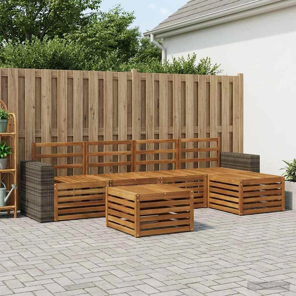 Set di divani da esterno 6 pz Naturale 3384275