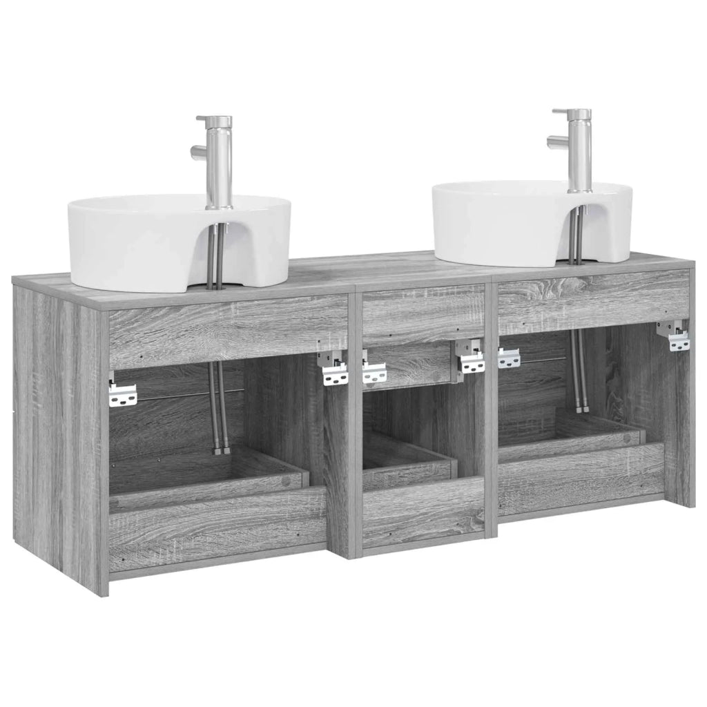 Set di mobili per il bagno 3 pz Sonoma grigio 3405888