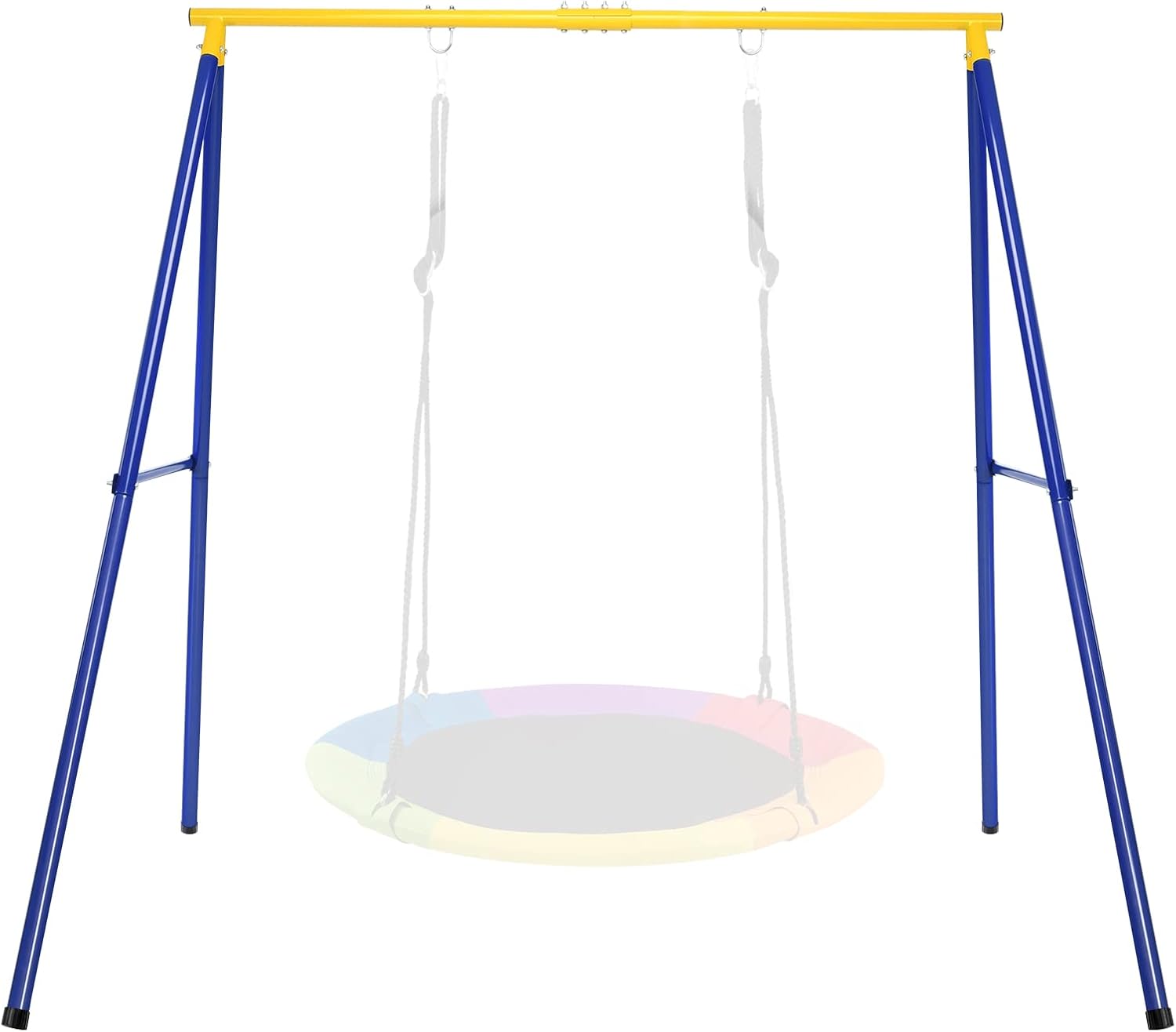 Struttura di Metallo per Altalena, Struttura ad A Resistente per Altalena, con Paletti e 2 Modi per Appenderla, Capacità di Peso 200kg, Ideale per Attività Interne ed Esterne (Blu e Giallo)