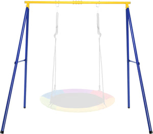 Struttura di Metallo per Altalena, Struttura ad A Resistente per Altalena, con Paletti e 2 Modi per Appenderla, Capacità di Peso 200kg, Ideale per Attività Interne ed Esterne (Blu e Giallo)