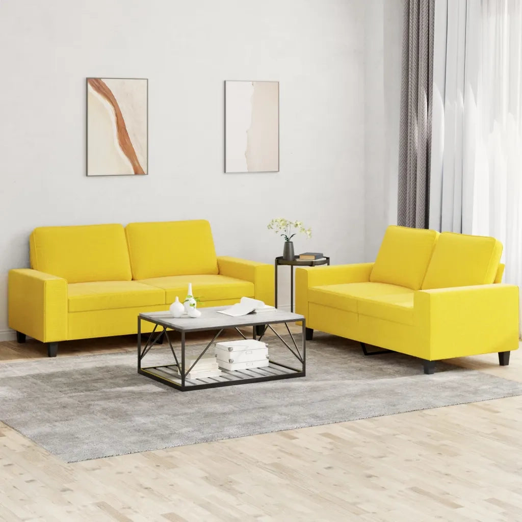Set di Divani 2 pz Giallo Chiaro in Tessutocod mxl 131043