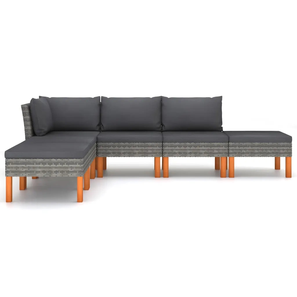 Set Divani da Giardino 6 pz con Cuscini in Polyrattan Grigio 3059715
