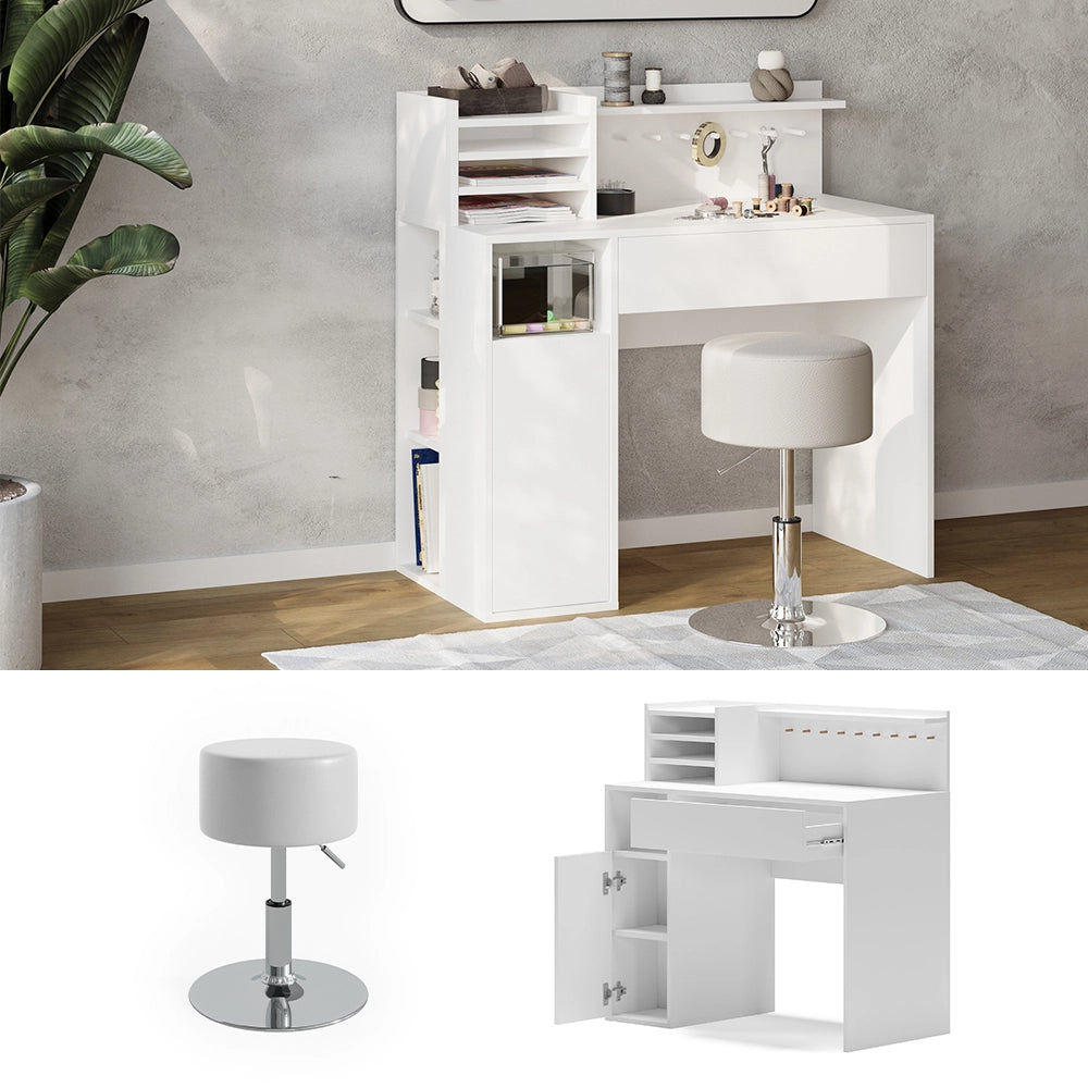 Vicco Scrivania Bianco 2 parti, con sgabello