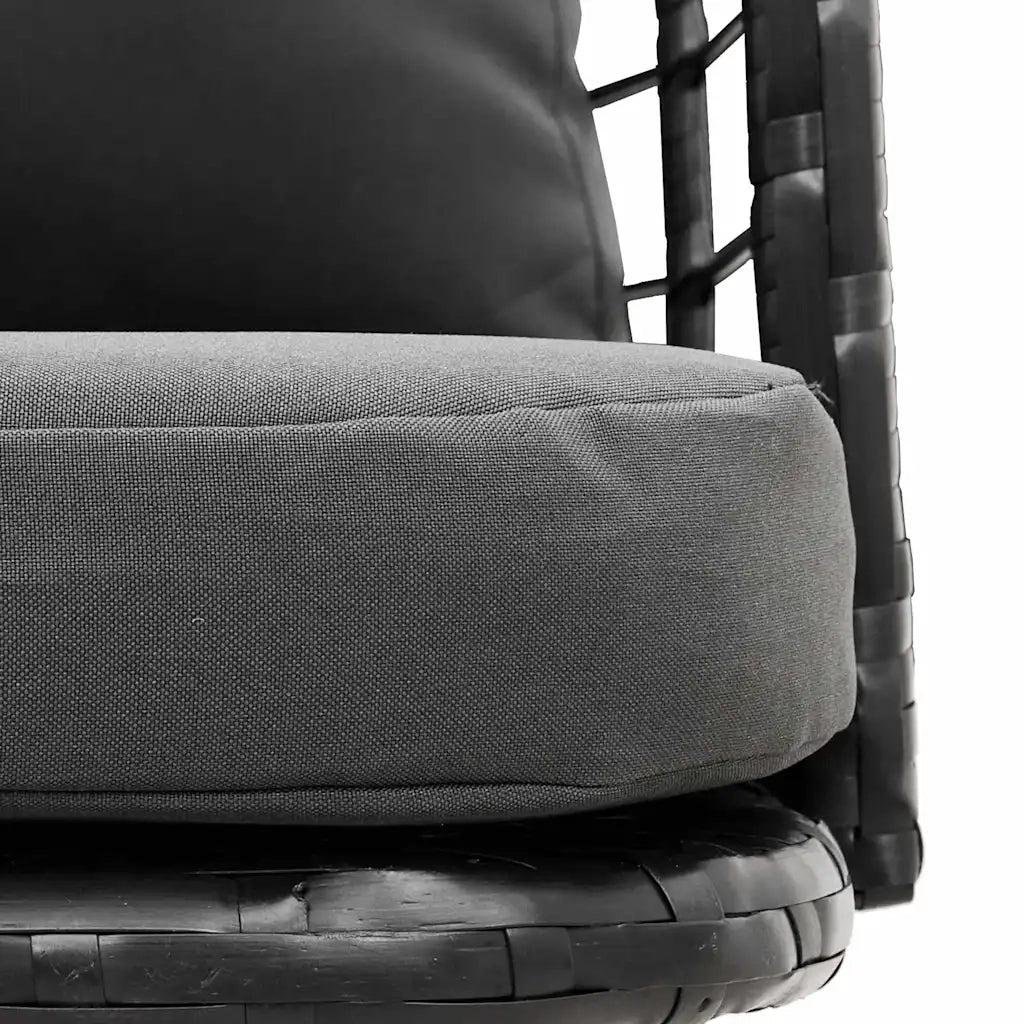 Sedie da Giardino con Cuscini 2 pz | Sedie da Esterno Nere in Polyrattan