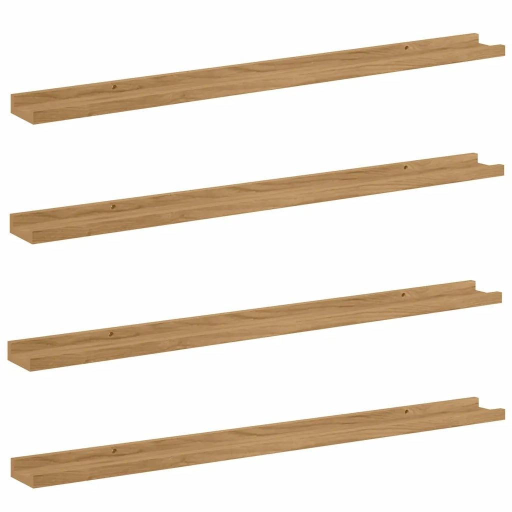 4 pz Scaffale da parete | Ripiano a parete | Mensola a parete con lo scaffale Marrone 100 x 9 x 3 cm