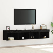 Cabinet TV  con luci LED 2 pz Nero Rovere 80x30x30 cm