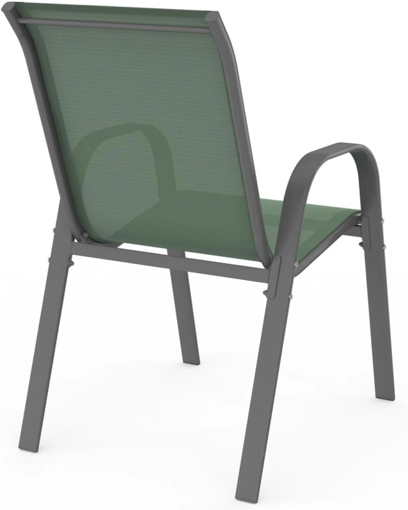 Set di 6 sedie da giardino impilabili LYMA in metallo e textilene, verde oliva
