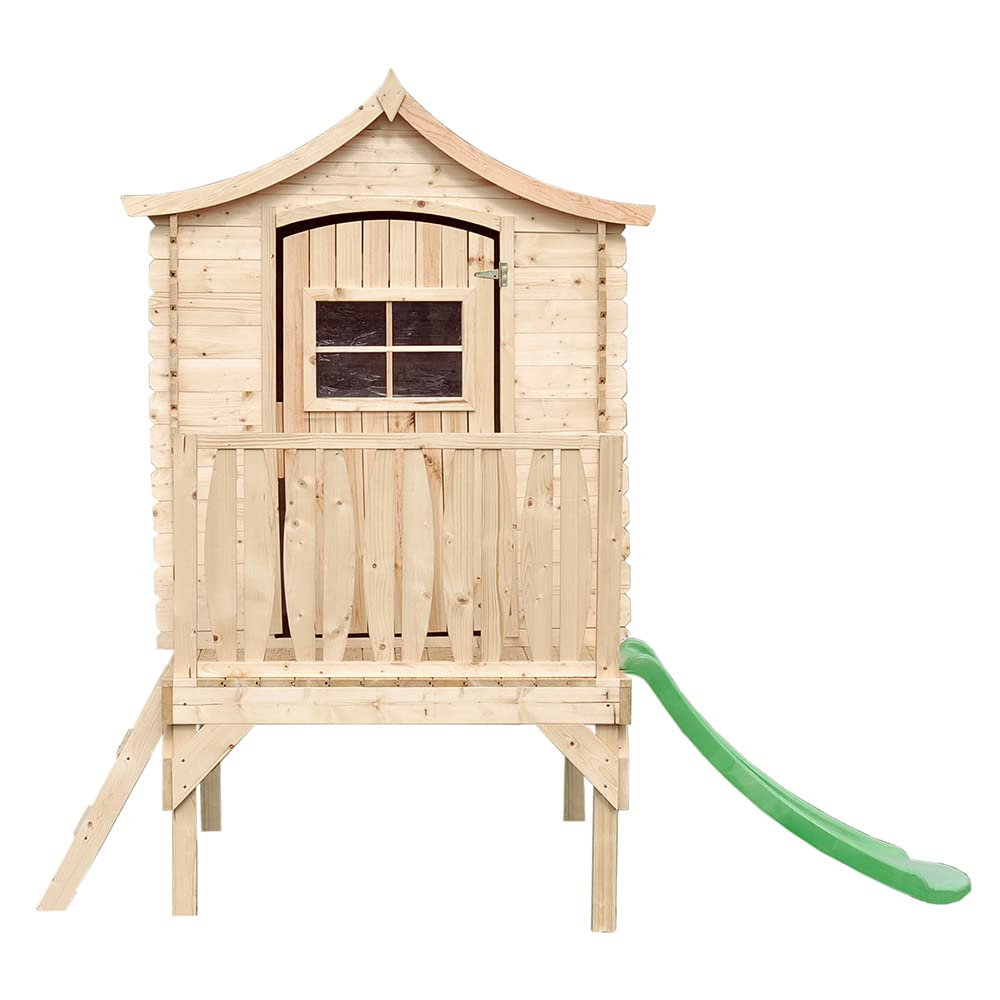 Casetta per bambini in legno con scivolo -  L175xL146xA212cm/ 1,1m2 -  Timbela M550A