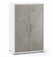 Mobile Armadio 2 ante H110 L71 P41 Cm Struttura color bianco ossido frontali cemento Dd270k Sarmog