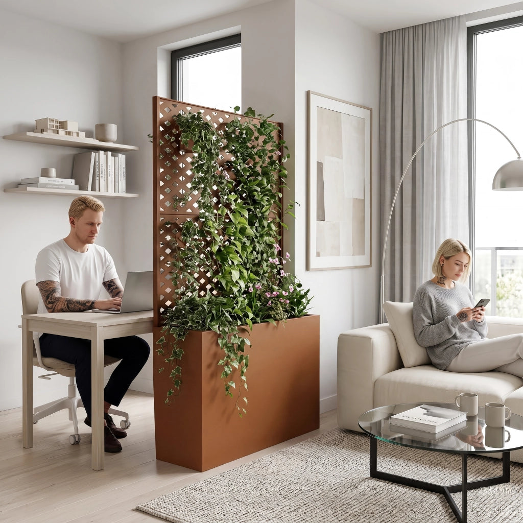 Fioriera Alta con Spalliera Malja in Acciaio 146 x 83 x 31 cm - Marrone casa.pro