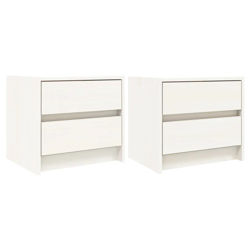 Comodini 2 pz Bianchi 40x31x35,5 cm in Legno Massello di Pino 836138