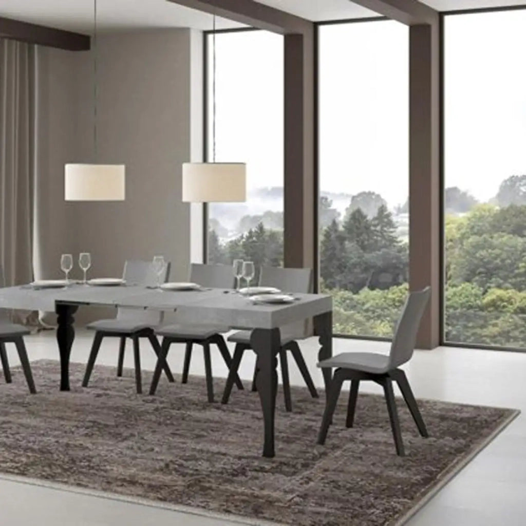 Tavolo allungabile 110/194x70 cm Paxon colore cemento gambe antracite