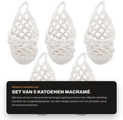 Set di Hanger per Fiori da 5 pezzi - Hanger per Pianta in Macramé - Porta Piante - Decorazione per Parete - 20 x 10 cm Filo di Cotone