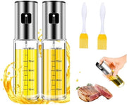 Due spruzzatori di olio per cucina, spray di olio per insaporire, flacone di spray di olio in vetro, spruzzatore di olio per insaporire, spray di olio per insalata, grilling, cottura in padella, grigliata BBQ, 100 ml