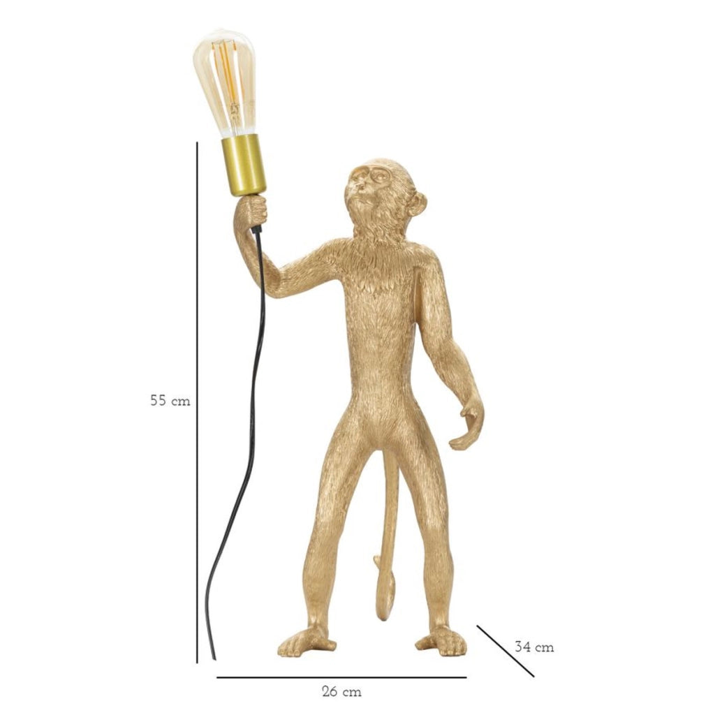 Lampada da Tavolo Scimmia 4, Oro, Poliresina, 26x34x55 cm