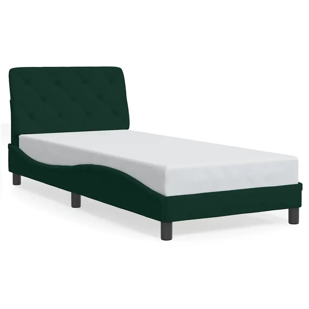 Giroletto con LED senza Materasso Verde Scuro 80x200 cm in Velluto