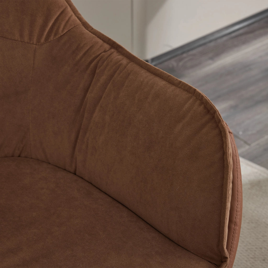 Poltrona girevole in pelle sintetica ergonomica con rotazione 360 gradi per camera da letto marrone 69 × 65 × 46 cm
