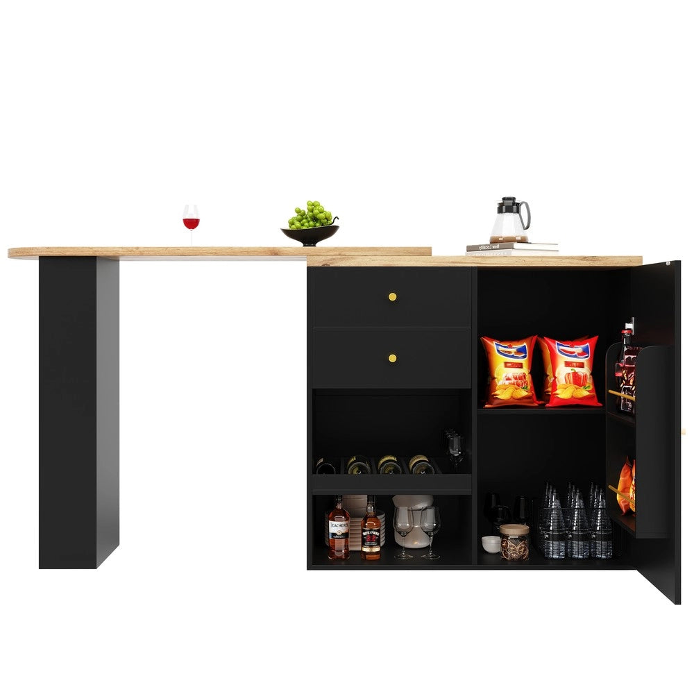 Tavolo Bar Girevole con 2 Cassetti e Armadietto Scorrevole ¨C Xylo ¨C 105x39x102