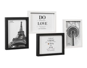 Cornice Portafoto Multipla Mosaico Legno MDF Parete Bianco Nero 4 Foto Da 13x18 Cm