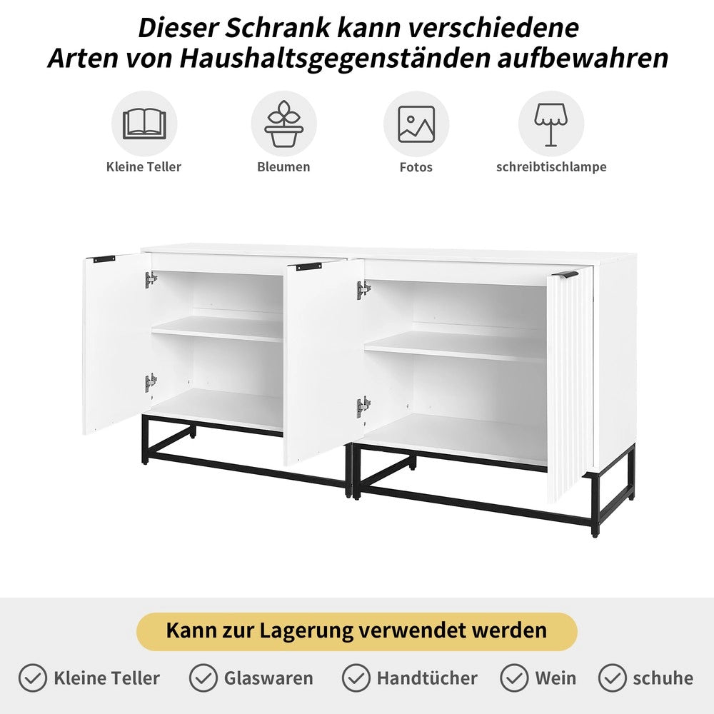 Cassettiera con 2 Ante e Cassetti ¨C MINIMAL ¨C Bianco, Metallo, 160x40x80 cm