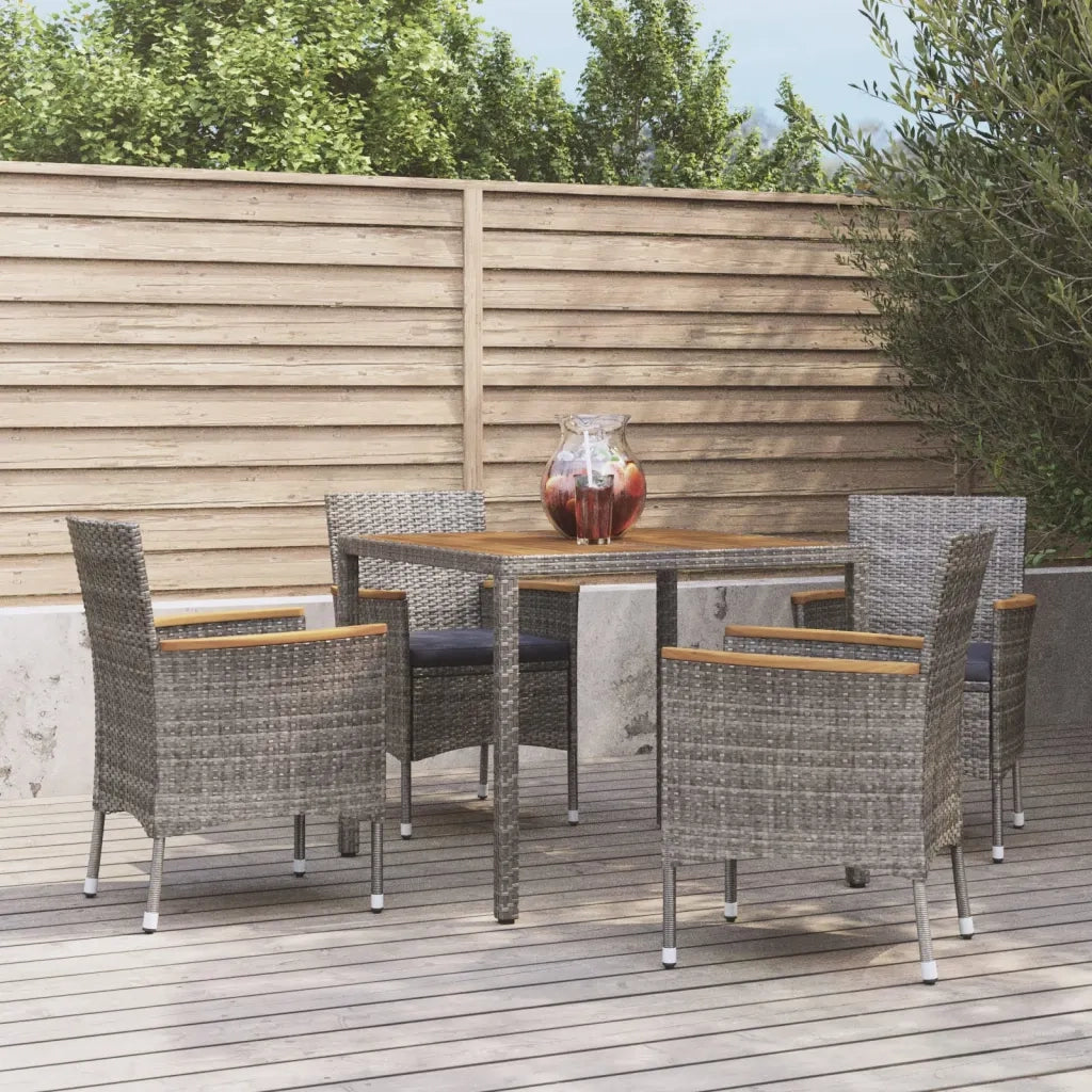 Set da Pranzo da Giardino 5 pz con Cuscini in Polyrattan Grigiocod mxl 124577