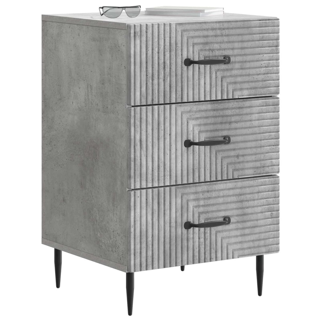 Comodino | Armadio da Notte | Mobiletto da notte con cassetto Grigio Cemento 43 x 41 x 66,5 cm