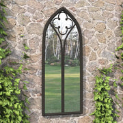 Specchio da Giardino-Specchio Decorativo-Specchio Esterno Nero 100x45 cm in Ferro per Uso Esterno 456061