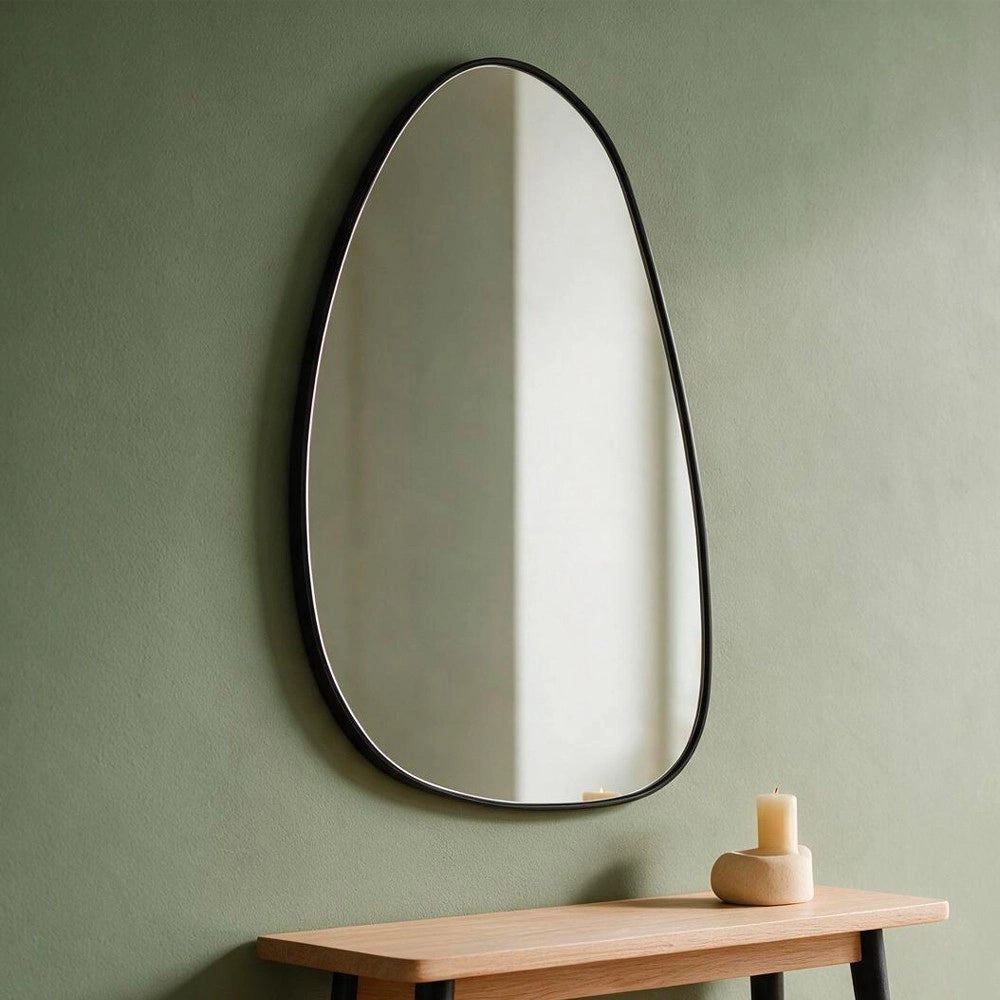 Specchio da parete asimmetrico con cornice nera Specchio4