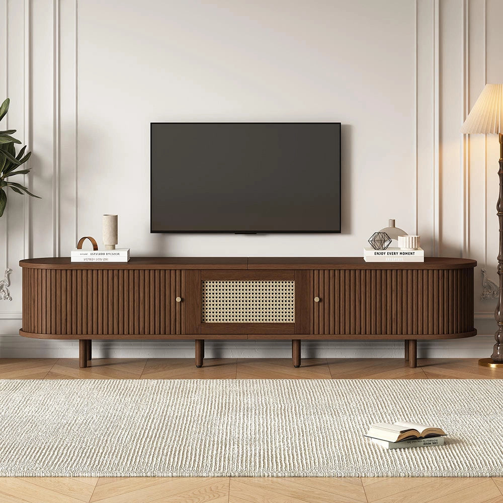 Mobile TV rotan - Xylo - 180cm noce piedi regolabili 30kg
