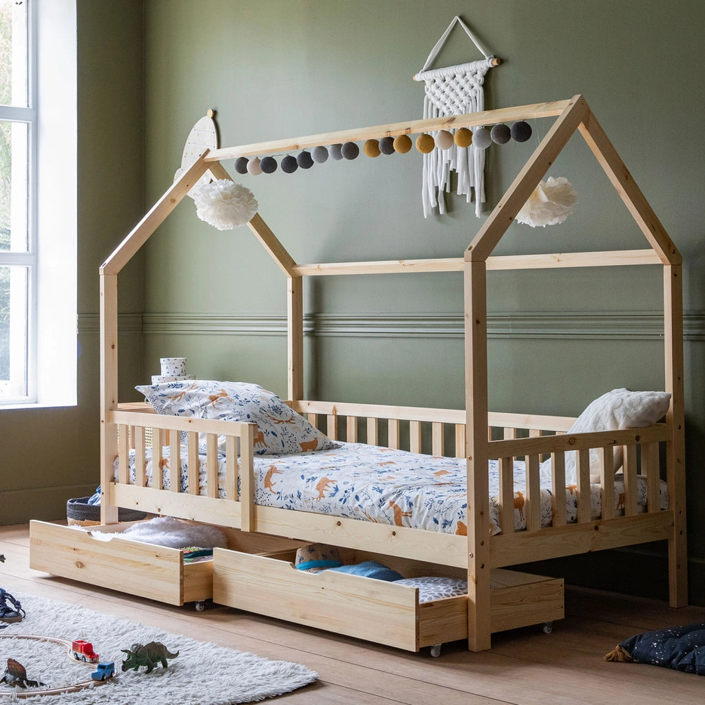 Letto a cabina per bambini 190x90cm in legno con cassetti MARCEAU