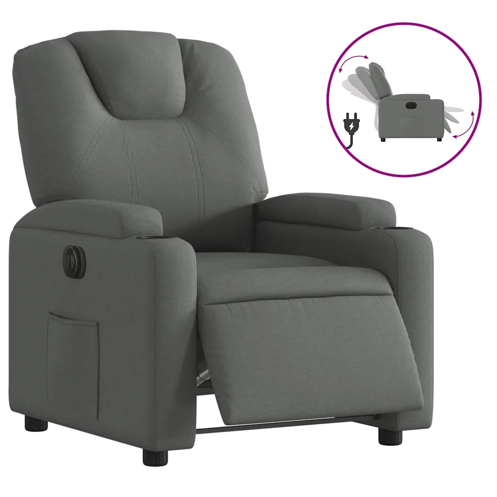 Poltrona Elettrica Reclinabile Grigio Scuro in Tessuto 3204345