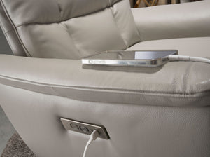 Poltrona girevole in pelle grigia