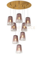 SOSPENSIONE OTTONE SAT. TONDA 8 LUCI RAME 1164OS-S8 T-RA