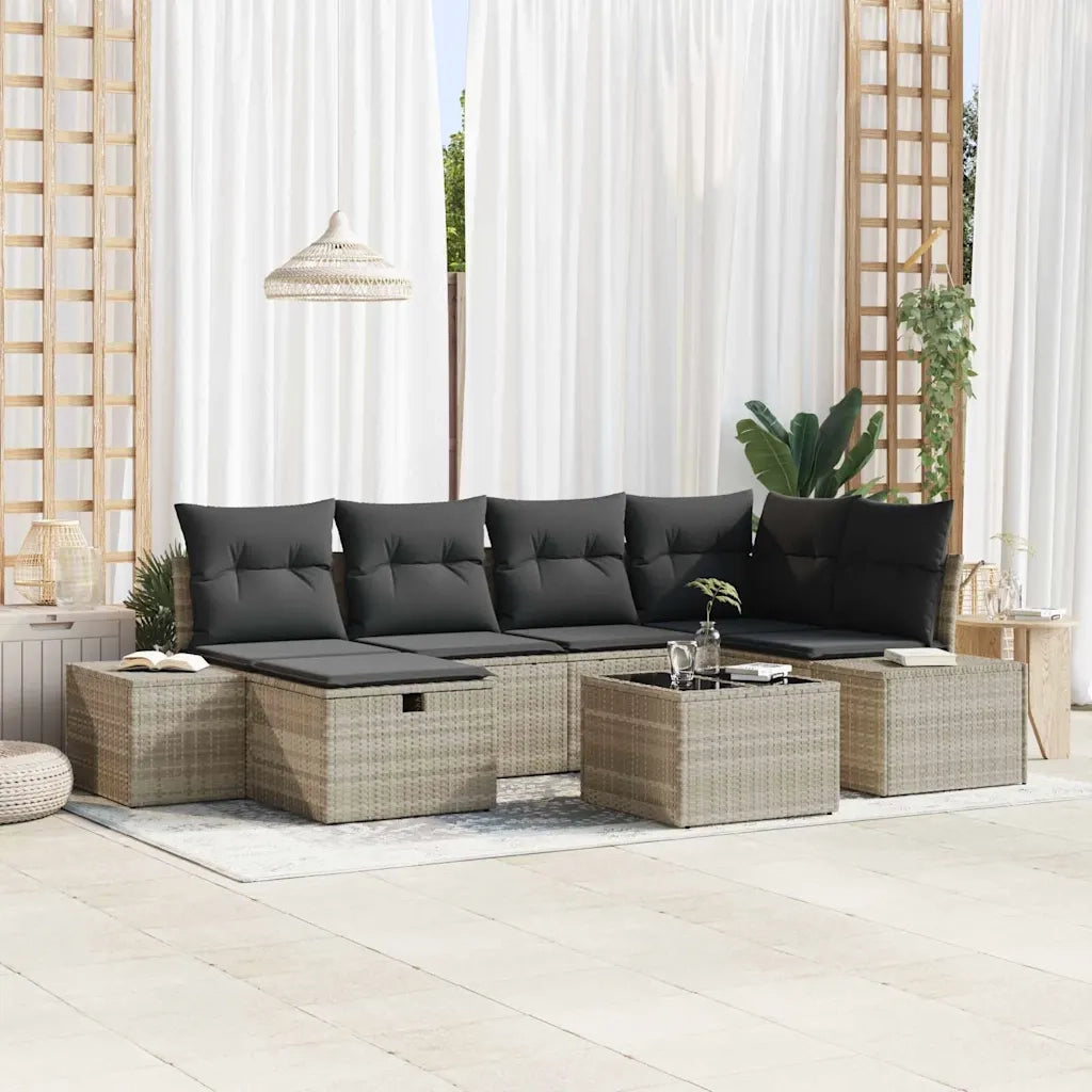 Set Divano da Giardino 7 pcs Grigio chiaro polyrattan 3359391